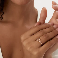 14k Open Design Marquise Diamond Claw Ring