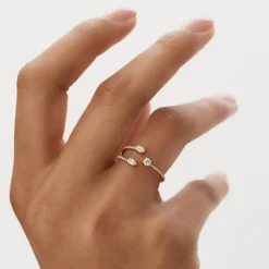 14k Open Design Marquise Diamond Claw Ring