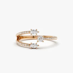 14k Open Design Marquise Diamond Claw Ring