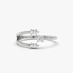 14k Open Design Marquise Diamond Claw Ring