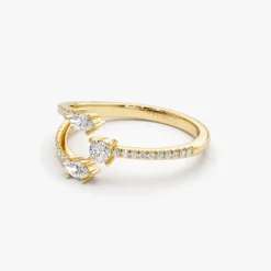 14k Open Design Marquise Diamond Claw Ring