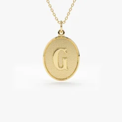 14K Oval Medallion Initial Necklace