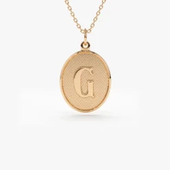 14K Oval Medallion Initial Necklace