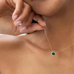 14k Oval Shape Emerald in Diamond Halo Setting