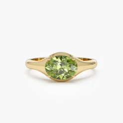 14K Oval Shape Prong Setting Peridot Ring