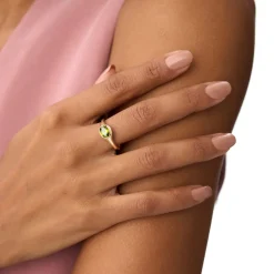 14K Oval Shape Prong Setting Peridot Ring