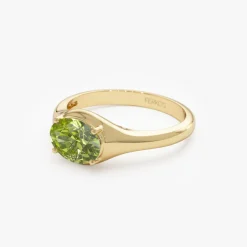 14K Oval Shape Prong Setting Peridot Ring