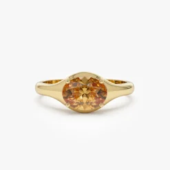 14K Oval Shape Prong Setting Citrine Ring