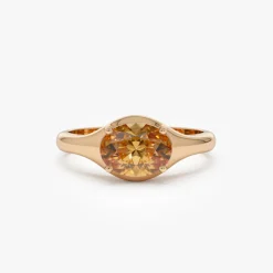 14K Oval Shape Prong Setting Citrine Ring