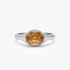 14K Oval Shape Prong Setting Citrine Ring