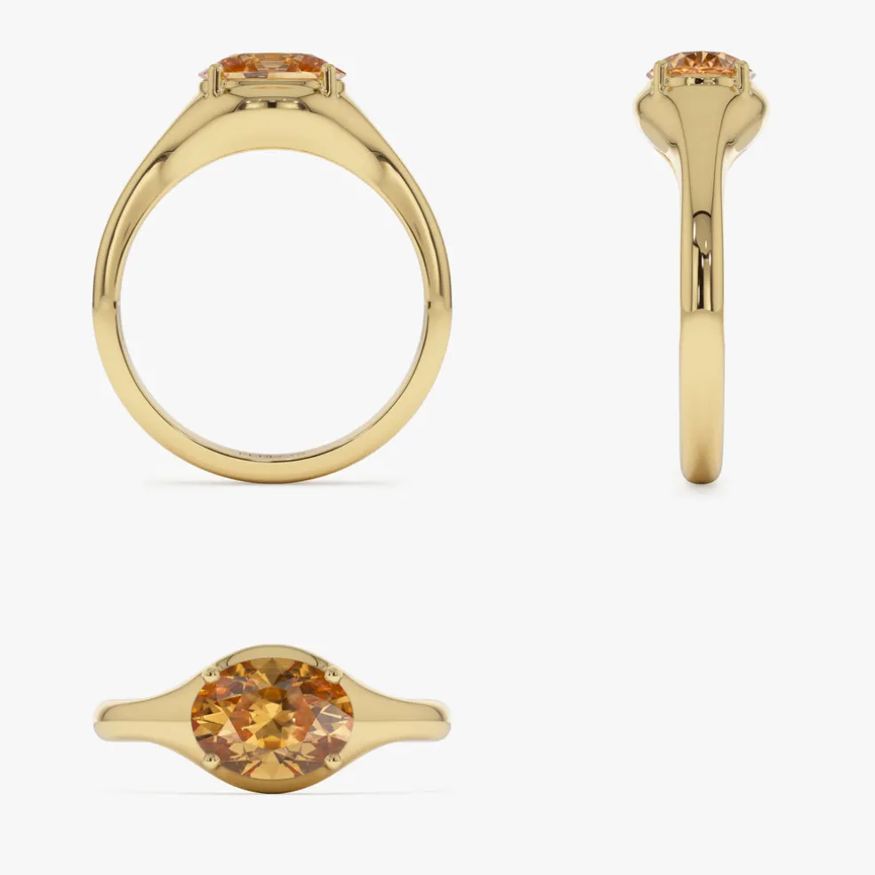 14K Oval Shape Prong Setting Citrine Ring