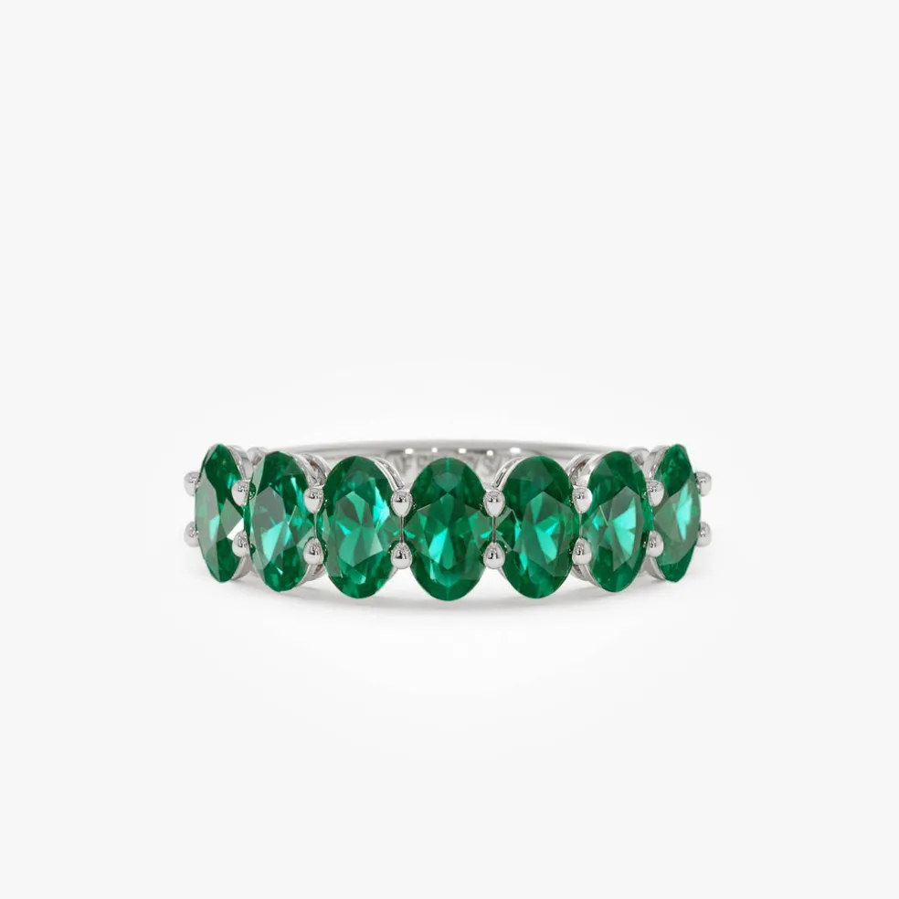 14k Oval Shaped Basket Setting Emerald Ring