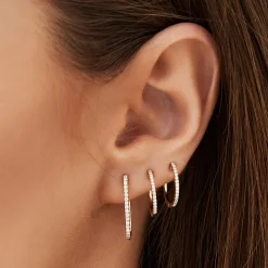 14k Paperclip Diamond Hoop Earrings