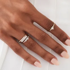 14k Pave Diamond Bar Ring