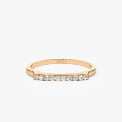 14k Pave Diamond Bar Ring