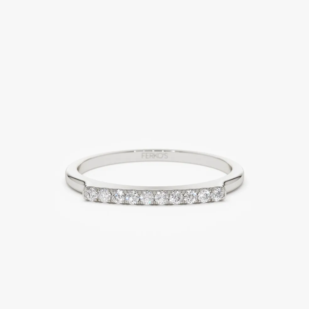 14k Pave Diamond Bar Ring