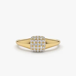 14k Pave Diamond Pinky Ring