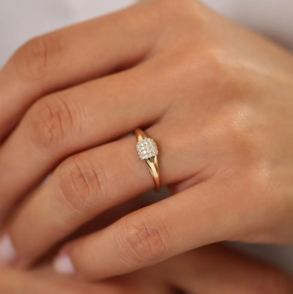 14k Pave Diamond Pinky Ring