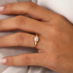 14k Pave Diamond Pinky Ring