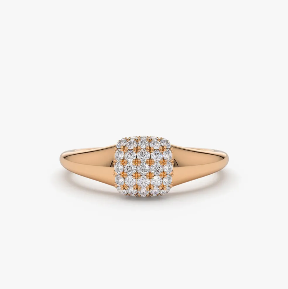 14k Pave Diamond Pinky Ring