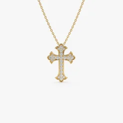 14k Pave Setting Gothic Diamond Cross