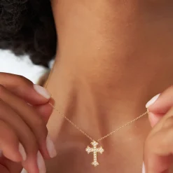 14k Pave Setting Gothic Diamond Cross