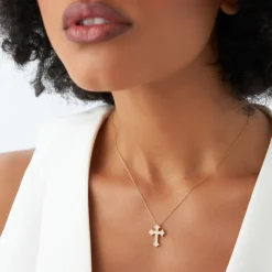 14k Pave Setting Gothic Diamond Cross