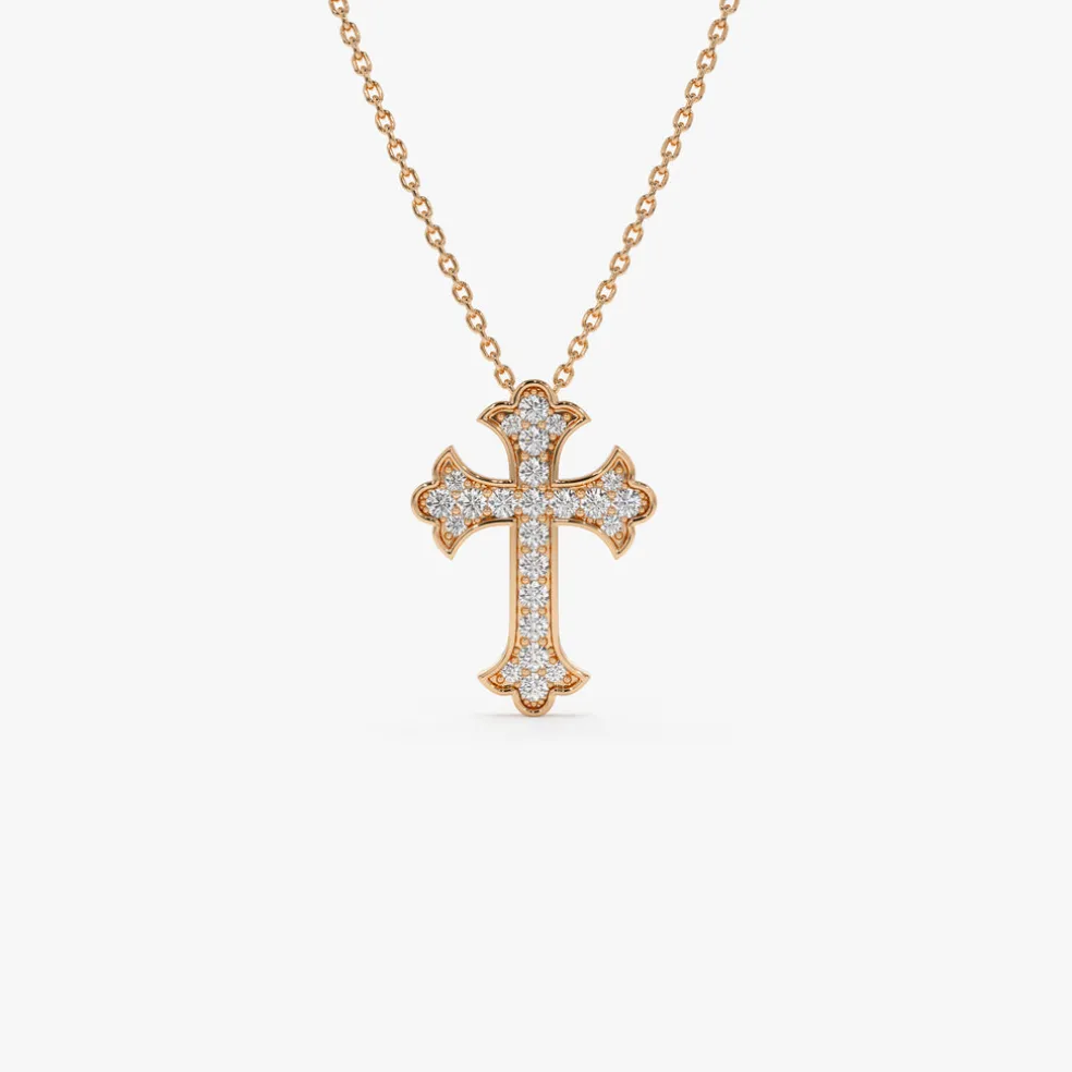 14k Pave Setting Gothic Diamond Cross