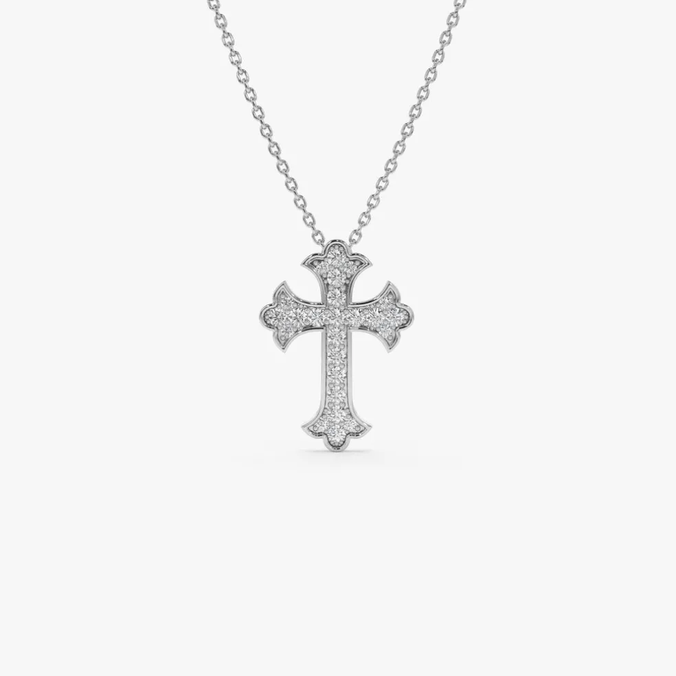 14k Pave Setting Gothic Diamond Cross
