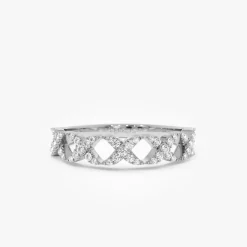 14k Pave Setting Round Diamond X Ring