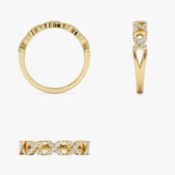 14k Pave Setting Round Diamond X Ring