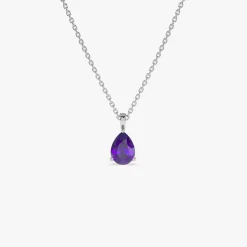 14k Pear Shape Amethyst Solitaire Necklace