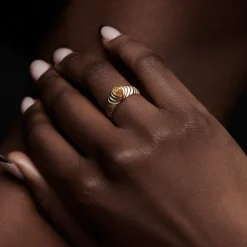 14k Pear Shape Citrine Beveled Ring