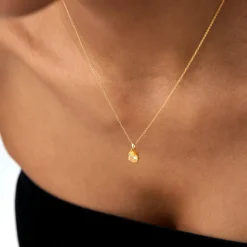 14k Pear Shape Citrine Solitaire Necklace