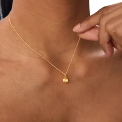 14k Pear Shape Citrine Solitaire Necklace