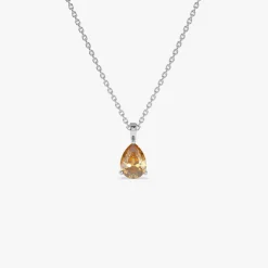 14k Pear Shape Citrine Solitaire Necklace