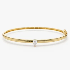 14K Pear Shape Diamond Solitare Bangle