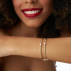 14K Pear Shape Diamond Solitare Bangle