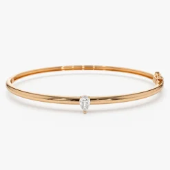 14K Pear Shape Diamond Solitare Bangle
