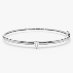 14K Pear Shape Diamond Solitare Bangle