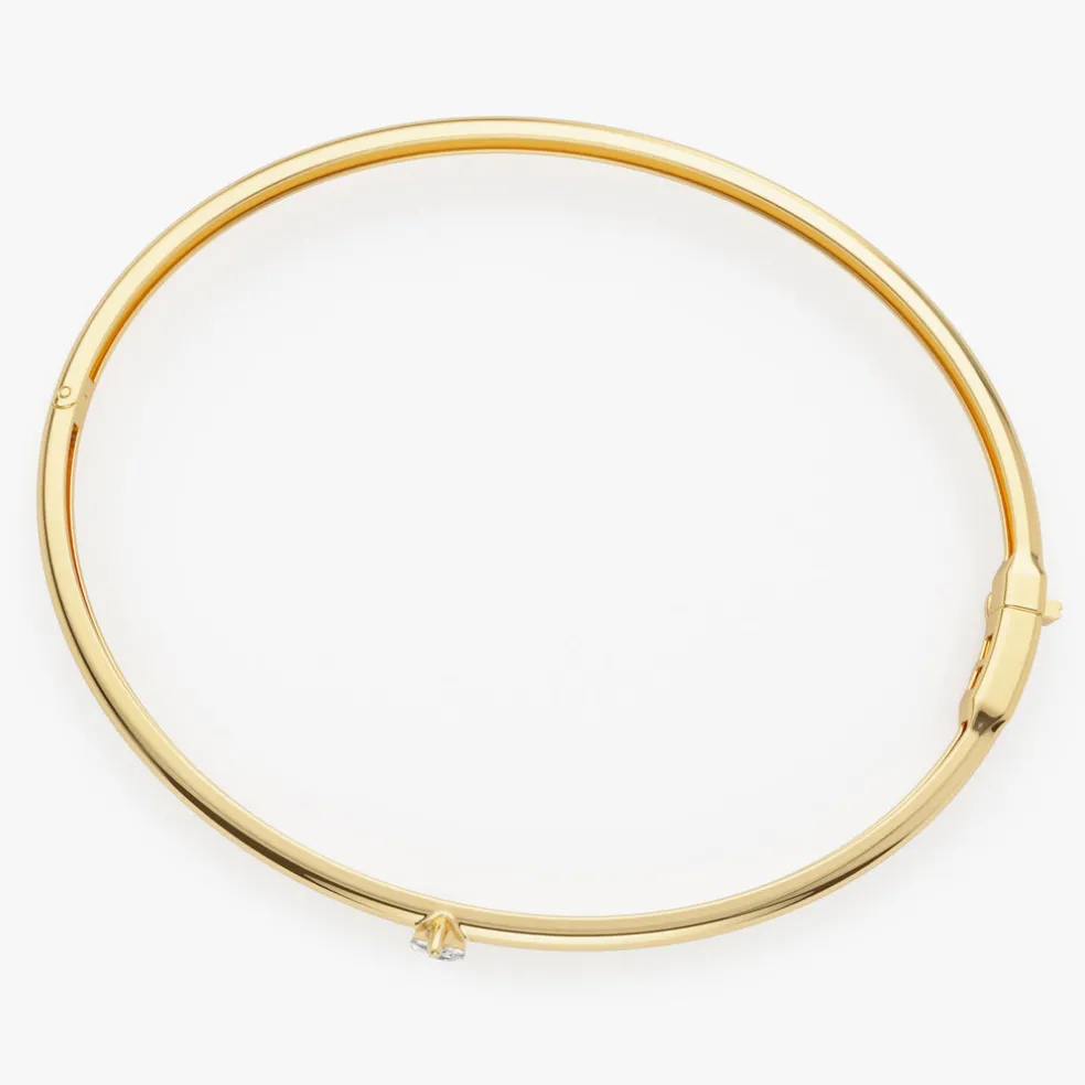 14K Pear Shape Diamond Solitare Bangle