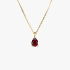14k Pear Shape Garnet Solitaire Necklace