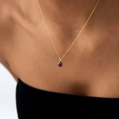 14k Pear Shape Garnet Solitaire Necklace