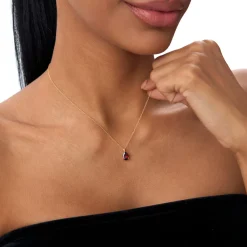 14k Pear Shape Garnet Solitaire Necklace
