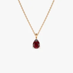 14k Pear Shape Garnet Solitaire Necklace