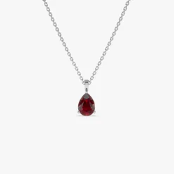 14k Pear Shape Garnet Solitaire Necklace