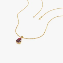 14k Pear Shape Garnet Solitaire Necklace