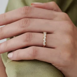 14k Pear Shape HalF Eternity Diamond Band