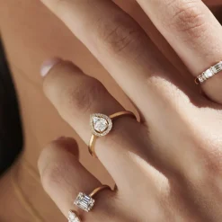 14k Pear Shape Illusion Setting Diamond Engagement Ring