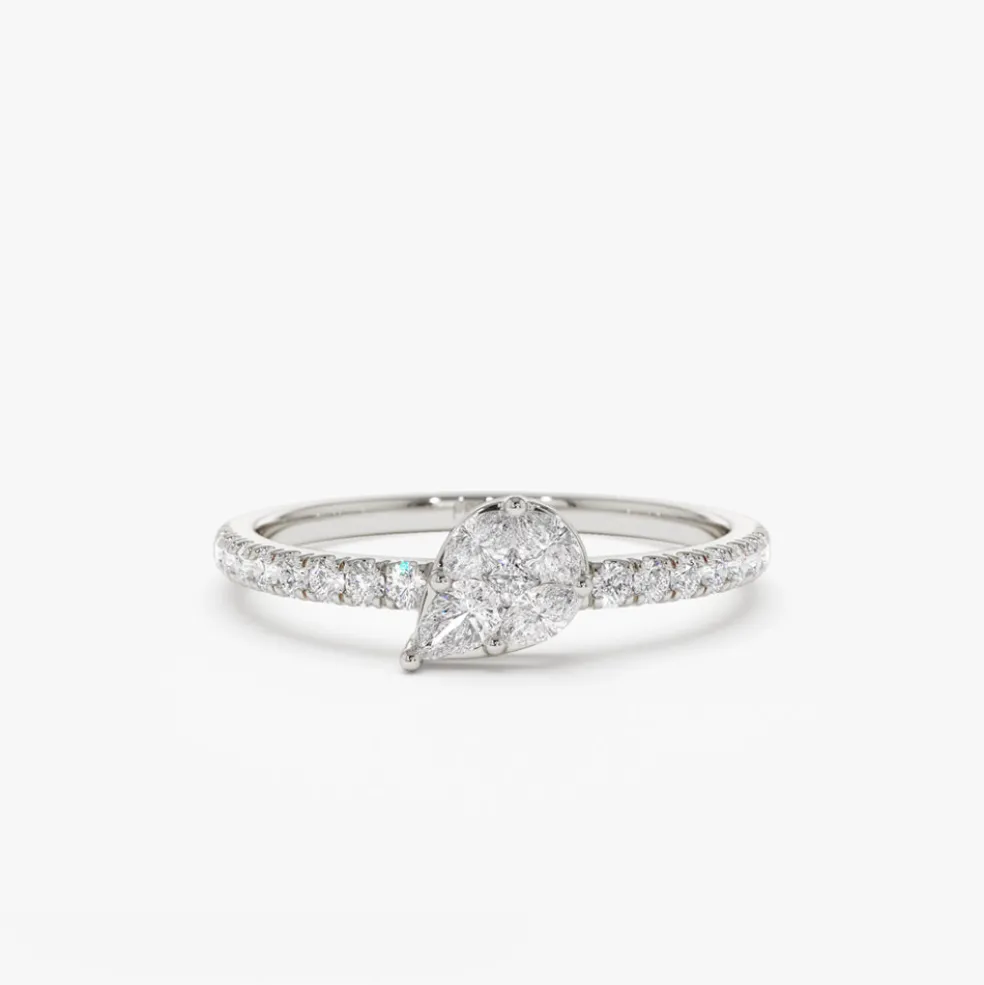 14k Pear Shape Illusion Setting Diamond Engagement Ring